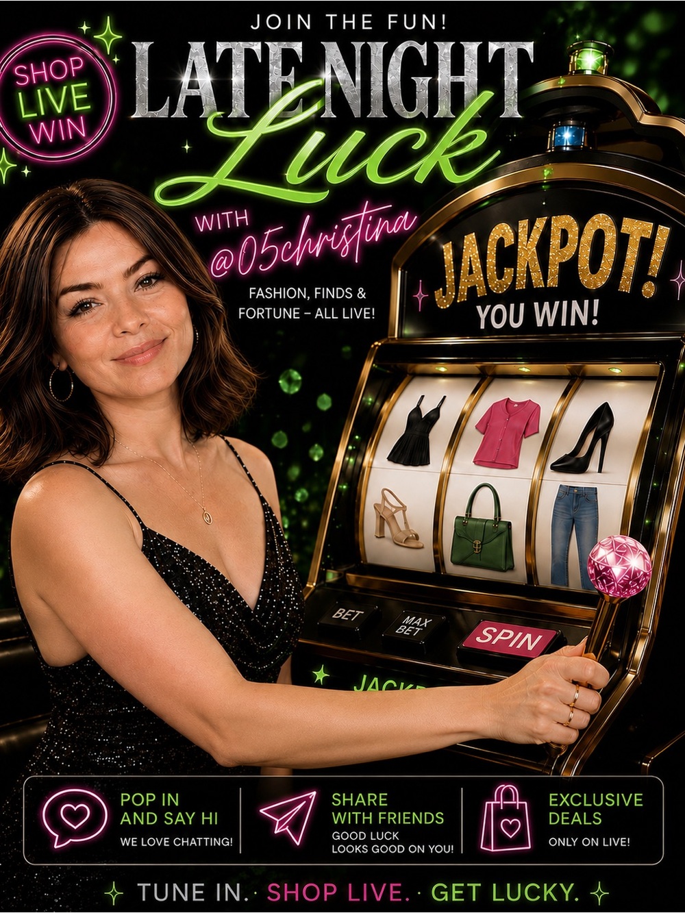 🍀🌘Late Nite Luck with @05christina!🌘🍀 🎥Live Show Notification🎥